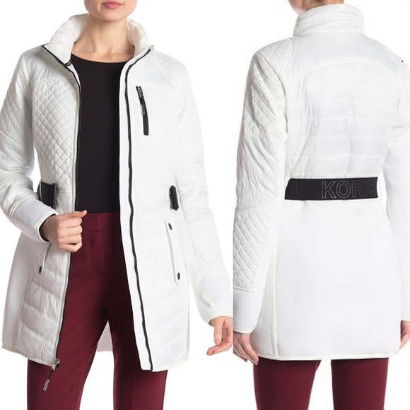 michael kors quilted belted coat